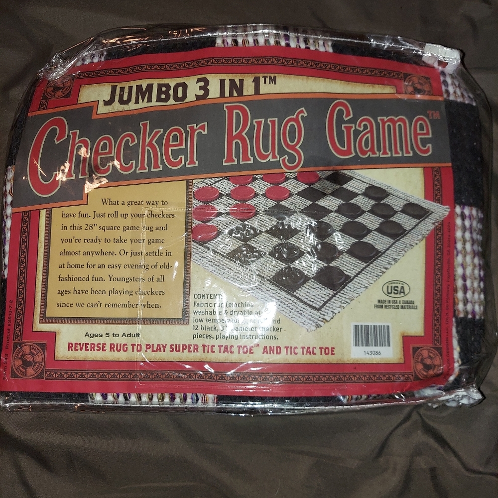 JUMBO 3 IN 1 CHECKER RUG GAME! NEW